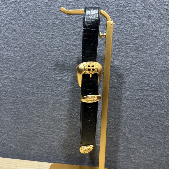 Vintage Express Concho Belt Womens Small/Black Croc Embossed Leather Brass - Picture 3 of 9